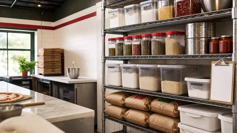Como organizar ingredientes secos na pizzaria para reduzir perdas